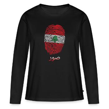 TYROS Libanese Libanon Libanesin Libanesisch - Frauen Premium Bio Langarmshirt - Schwarz - Vorne - Julia (174cm)