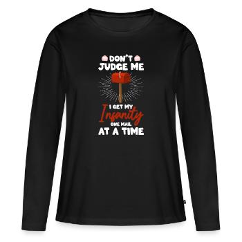 Livreurs de lettres de bureau de poste Livreurs de colis Facteurs - T-shirt manches longues Premium bio Femme - noir - Devant - Julia (174cm)