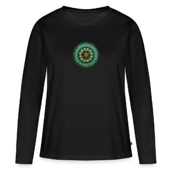 Green Metatron | Sacred Geometry - Women's Premium Organic Long Sleeve Shirt - black - Front - Julia (174cm)