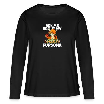 Fuchs-Furry Ask me about my fersona lustiges furry - Frauen Premium Bio Langarmshirt - Schwarz - Vorne - Julia (174cm)