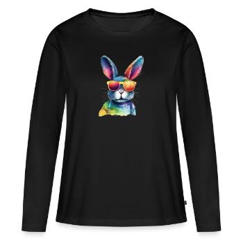 Cool colorful rabbit - rabbit with sunglasses - Women's Premium Organic Long Sleeve Shirt - black - Front - Julia (174cm)