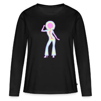 Disco psychédélique - T-shirt manches longues Premium bio Femme - noir - Devant - Julia (174cm)