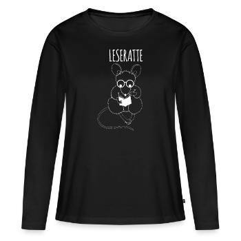 Lesen Leseratte Buch - Frauen Premium Bio Langarmshirt - Schwarz - Vorne - Julia (174cm)