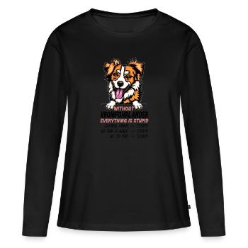 Ohne Kromfohrlander ist alles doof - Frauen Premium Bio Langarmshirt - Schwarz - Vorne - Julia (174cm)