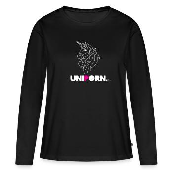 Uniporn head white - T-shirt manches longues Premium bio Femme - noir - Devant - Julia (174cm)