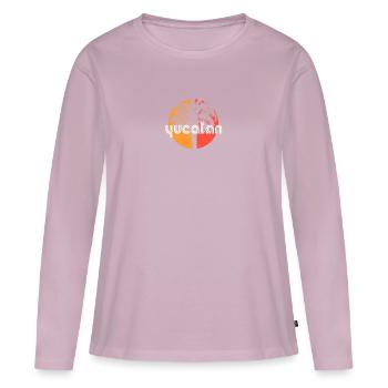 Yucatan Mexique Artistic Vacation Souvenir Palm - T-shirt manches longues Premium bio Femme - rose poudré - Devant - Julia (174cm)