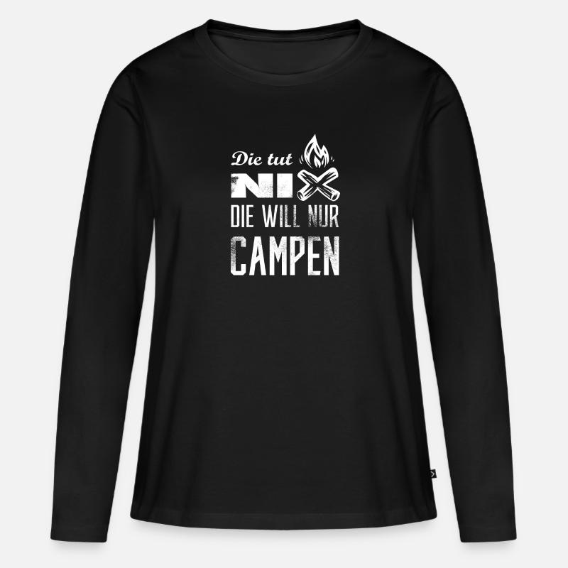 Camping - Frauen Premium Bio Langarmshirt - Schwarz