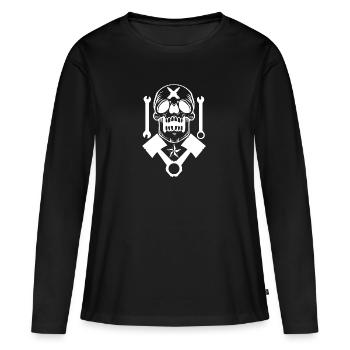 Tête de mort avec piston Clé de contact Bougie d’allumage - T-shirt manches longues Premium bio Femme - noir - Devant - Julia (174cm)