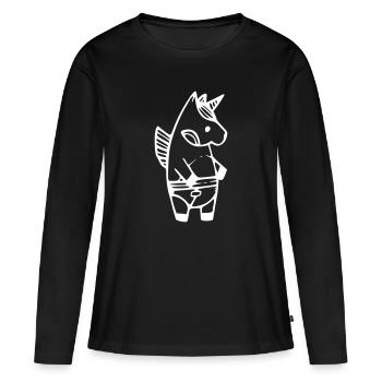 Licorne avec couche - T-shirt manches longues Premium bio Femme - noir - Devant - Julia (174cm)