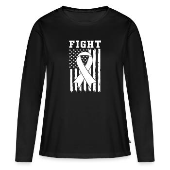 cancer du poumon - T-shirt manches longues Premium bio Femme - noir - Devant - Julia (174cm)