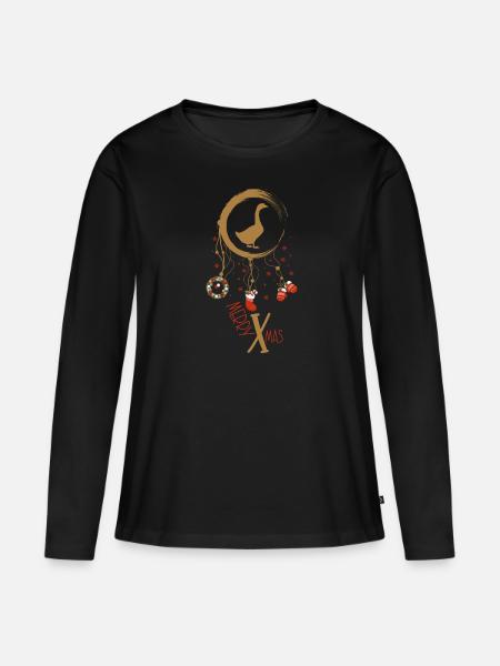 Gans Weihnachten Weihnachtstraumfänger - Frauen Premium Bio Langarmshirt - Schwarz