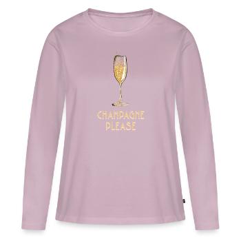 et Prosecco - S’il vous plaît - T-shirt manches longues Premium bio Femme - rose poudré - Devant - Julia (174cm)