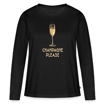 et Prosecco - S’il vous plaît - T-shirt manches longues Premium bio Femme - noir - Devant - Julia (174cm)