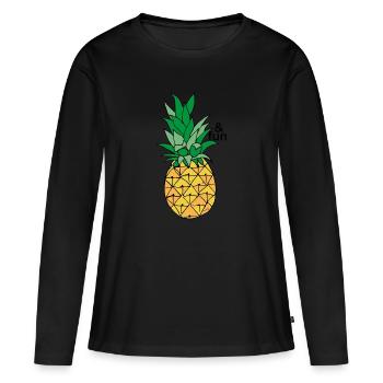 Ananas & Fun - T-shirt manches longues Premium bio Femme - noir - Devant - Julia (174cm)