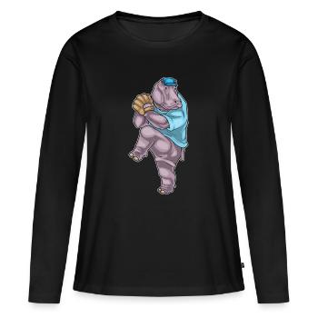 Hippopotamus Gant de baseball - T-shirt manches longues Premium bio Femme - noir - Devant - Julia (174cm)