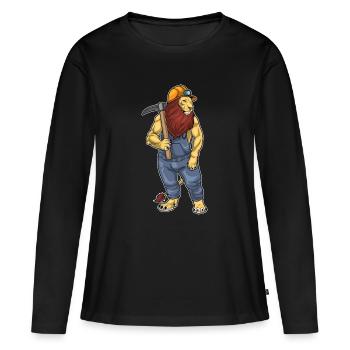 Mine de pioche de mineur de lion - T-shirt manches longues Premium bio Femme - noir - Devant - Julia (174cm)