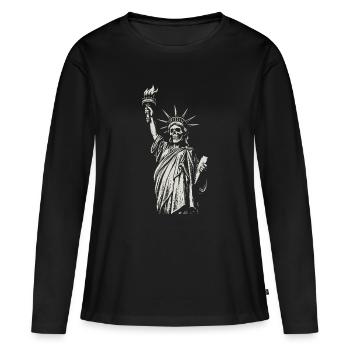 Illustration de la Torche du Crâne de la Statue de la Liberté - T-shirt manches longues Premium bio Femme - noir - Devant - Julia (174cm)