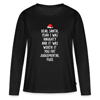 Confession du Père Noël Coquin Tee Noël - T-shirt manches longues Premium bio Femme - noir - Devant - Julia (174cm)