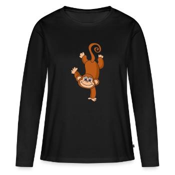 monkey - Women's Premium Organic Long Sleeve Shirt - black - Front - Julia (174cm)