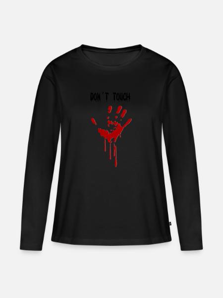 Don´t touch - Frauen Premium Bio Langarmshirt - Schwarz