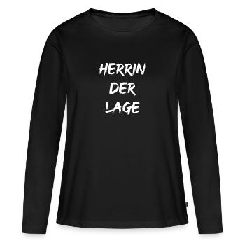 HERRIN DER LAGE - Frauen Premium Bio Langarmshirt - Schwarz - Vorne - Julia (174cm)