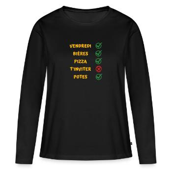 vendredi - T-shirt manches longues Premium bio Femme - noir - Devant - Julia (174cm)