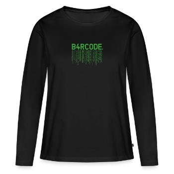 B4RCODE. Matrice - T-shirt manches longues Premium bio Femme - noir - Devant - Julia (174cm)