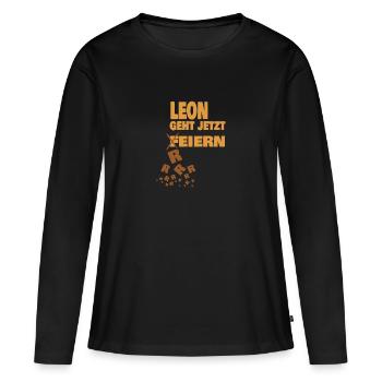 leon - Frauen Premium Bio Langarmshirt - Schwarz - Vorne - Julia (174cm)