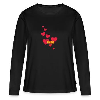J’aime Theo Theobald - T-shirt manches longues Premium bio Femme - noir - Devant - Julia (174cm)