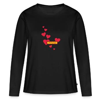 Ich liebe Marvin - Frauen Premium Bio Langarmshirt - Schwarz - Vorne - Julia (174cm)