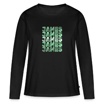 Cadeau pour James - T-shirt manches longues Premium bio Femme - noir - Devant - Julia (174cm)