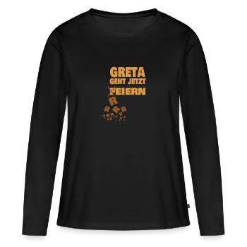Vorname Greta - Frauen Premium Bio Langarmshirt - Schwarz - Vorne - Julia (174cm)