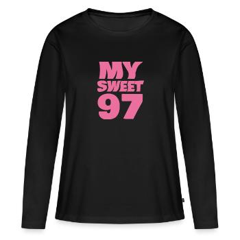 Sweet 97 - Frauen Premium Bio Langarmshirt - Schwarz - Vorne - Julia (174cm)