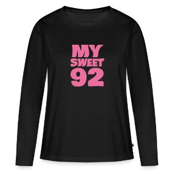 Doux 92 - T-shirt manches longues Premium bio Femme - noir - Devant - Julia (174cm)