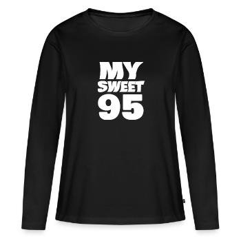 Doux 95 - T-shirt manches longues Premium bio Femme - noir - Devant - Julia (174cm)