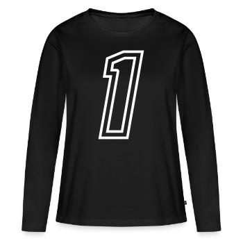 1 Numéro de numéro - T-shirt manches longues Premium bio Femme - noir - Devant - Julia (174cm)