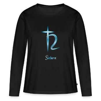 saturn - Frauen Premium Bio Langarmshirt - Schwarz - Vorne - Julia (174cm)