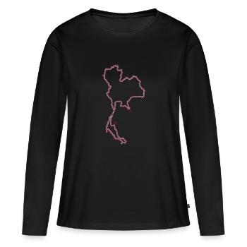 Thailand - Frauen Premium Bio Langarmshirt - Schwarz - Vorne - Julia (174cm)