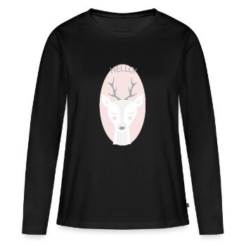 HELLO GAZELLE - Frauen Premium Bio Langarmshirt - Schwarz - Vorne - Julia (174cm)