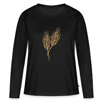 Weizen Illustration Brotbäcker Geschenkidee - Frauen Premium Bio Langarmshirt - Schwarz - Vorne - Julia (174cm)