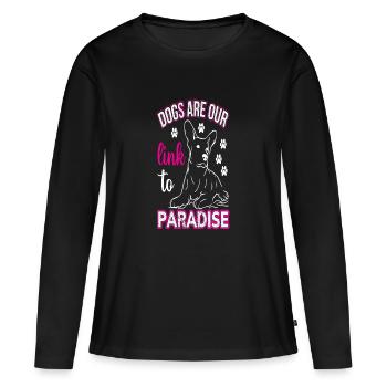 Les chiens sont notre lien avec le Paradis - T-shirt manches longues Premium bio Femme - noir - Devant - Julia (174cm)