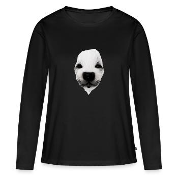 Welpen Gesicht - Frauen Premium Bio Langarmshirt - Schwarz - Vorne - Julia (174cm)