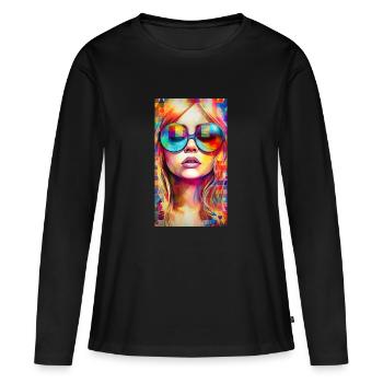 izup2u freaky trippy adorable femme - T-shirt manches longues Premium bio Femme - noir - Devant - Julia (174cm)