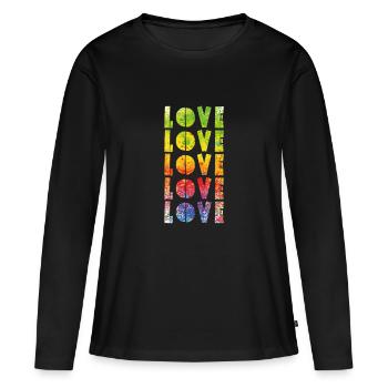 LOVE - Frauen Premium Bio Langarmshirt - Schwarz - Vorne - Julia (174cm)