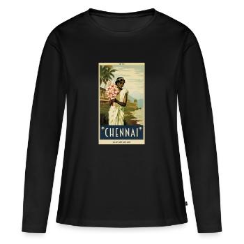 Affiche Vintage classique de Chennai - T-shirt manches longues Premium bio Femme - noir - Devant - Julia (174cm)