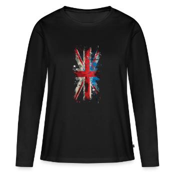 Grunge Union Jack - T-shirt manches longues Premium bio Femme - noir - Devant - Julia (174cm)