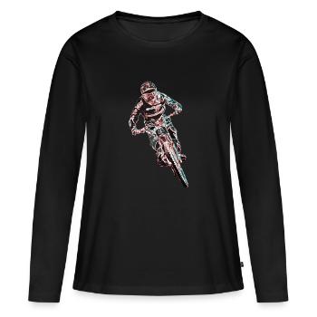MTB Abfahrt - Frauen Premium Bio Langarmshirt - Schwarz - Vorne - Julia (174cm)
