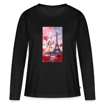 Stick Liebe Paris - Frauen Premium Bio Langarmshirt - Schwarz - Vorne - Julia (174cm)