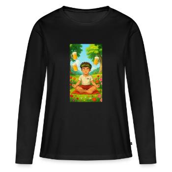 Méditation sur le jus de pomme - T-shirt manches longues Premium bio Femme - noir - Devant - Julia (174cm)