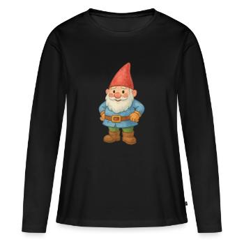 nain de jardin - T-shirt manches longues Premium bio Femme - noir - Devant - Julia (174cm)